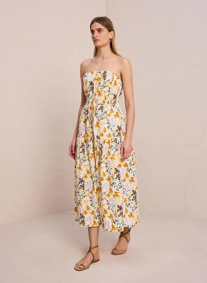 ALC Dresses Clark Strapless Midi Dress White Multi 8211 Women