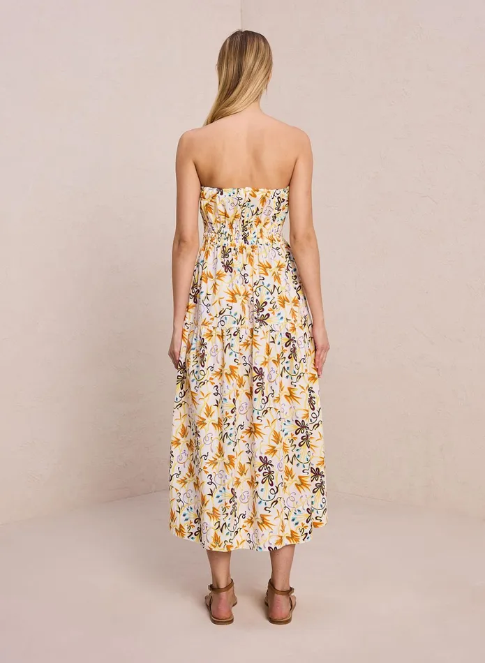 ALC Dresses Clark Strapless Midi Dress White Multi 8211 Women