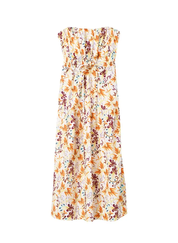 ALC Dresses Clark Strapless Midi Dress White Multi 8211 Women
