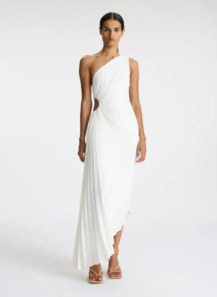 ALC Dresses Delfina Matte Pleated Dress Whisper White 8211 Women