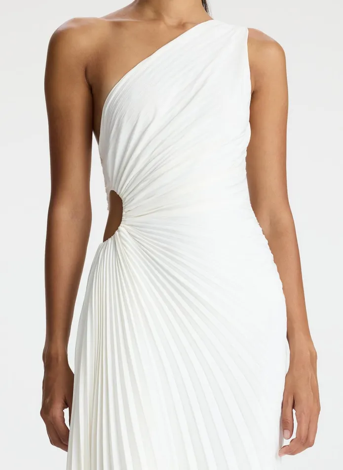ALC Dresses Delfina Matte Pleated Dress Whisper White 8211 Women