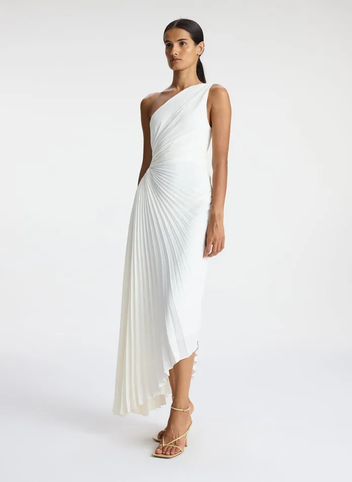 ALC Dresses Delfina Matte Pleated Dress Whisper White 8211 Women