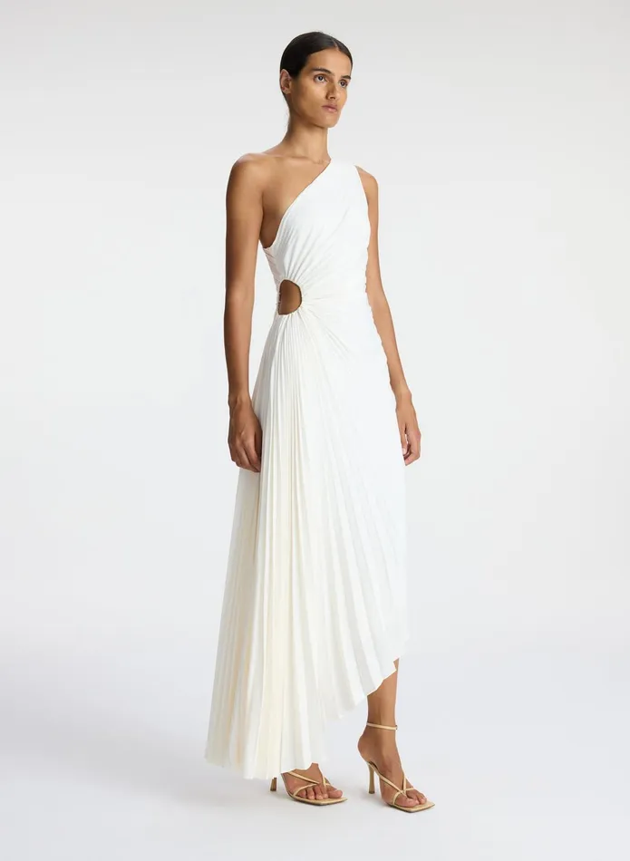 ALC Dresses Delfina Matte Pleated Dress Whisper White 8211 Women