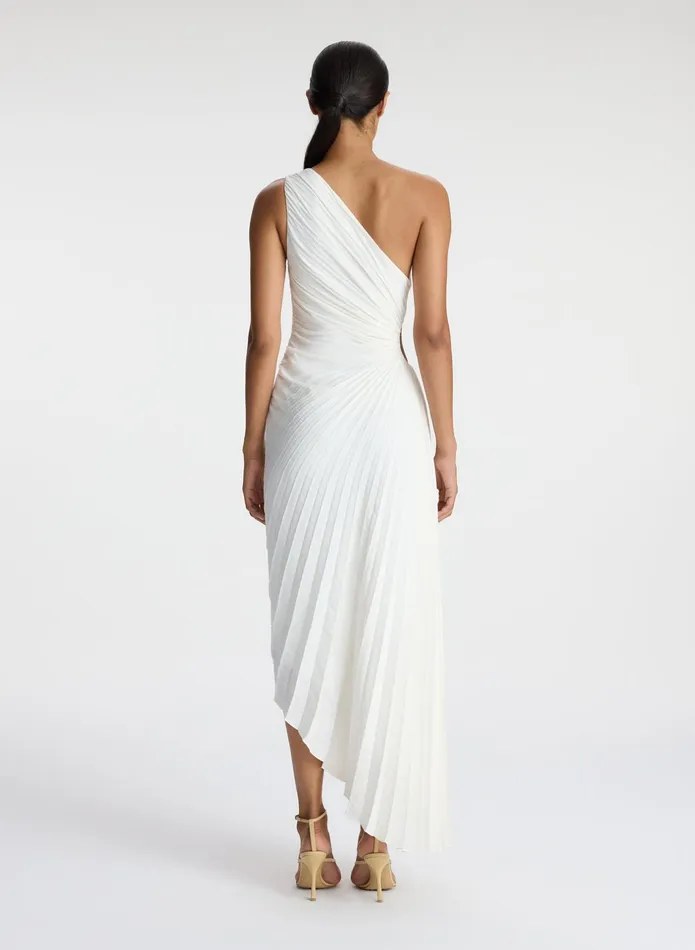 ALC Dresses Delfina Matte Pleated Dress Whisper White 8211 Women