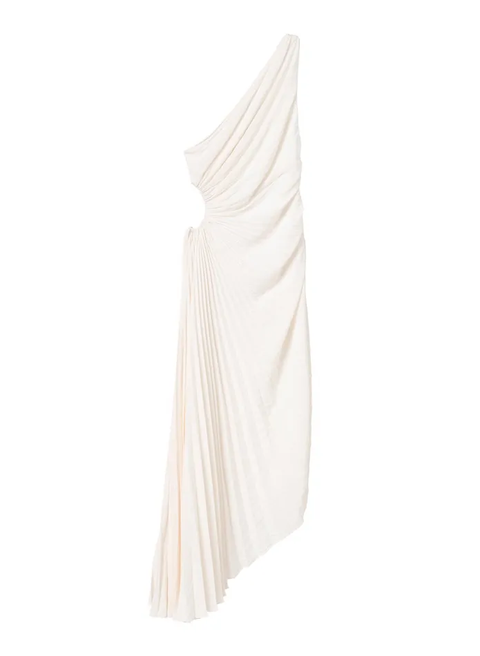 ALC Dresses Delfina Matte Pleated Dress Whisper White 8211 Women
