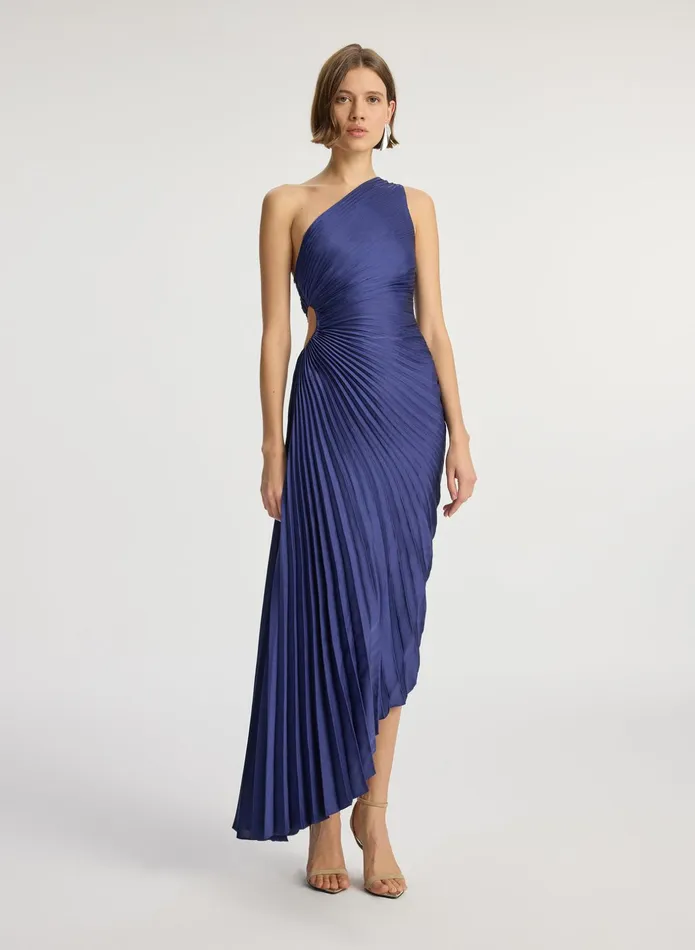 ALC Dresses Delfina Satin Pleated Dress Riviera 8211 Women