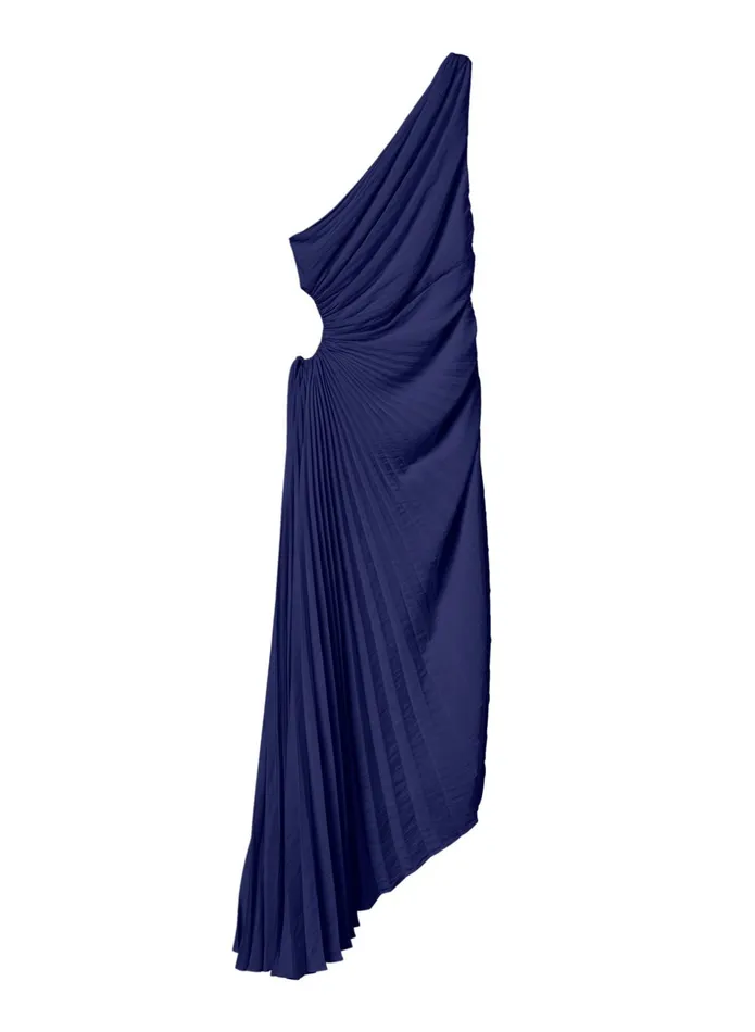 ALC Dresses Delfina Satin Pleated Dress Riviera 8211 Women