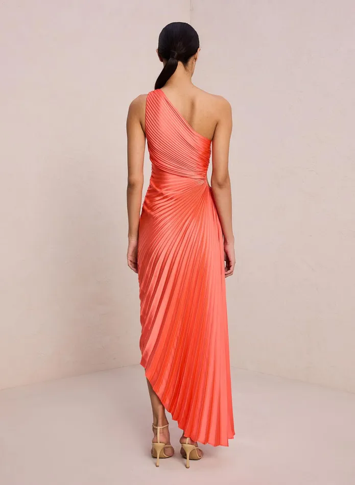 ALC Dresses Delfina Satin Pleated Dress Spiced Coral 8211 Women