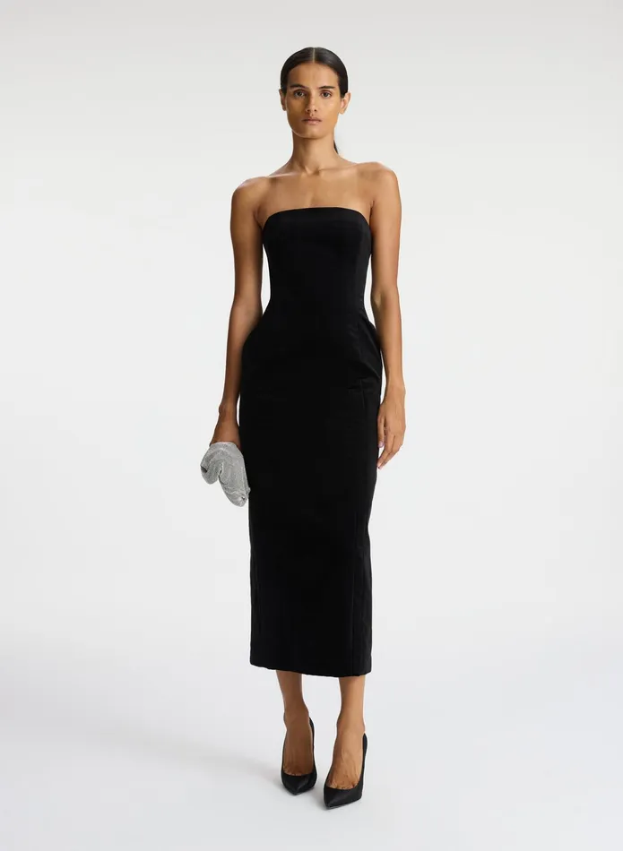 ALC Dresses Elizabeth Velvet Midi Dress Black 8211 Women