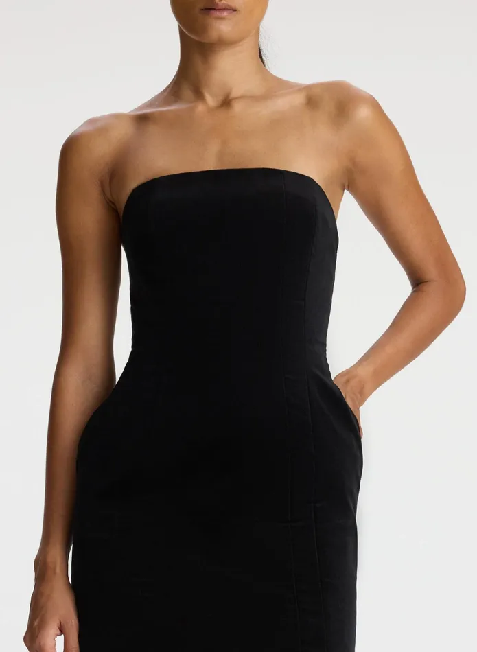 ALC Dresses Elizabeth Velvet Midi Dress Black 8211 Women