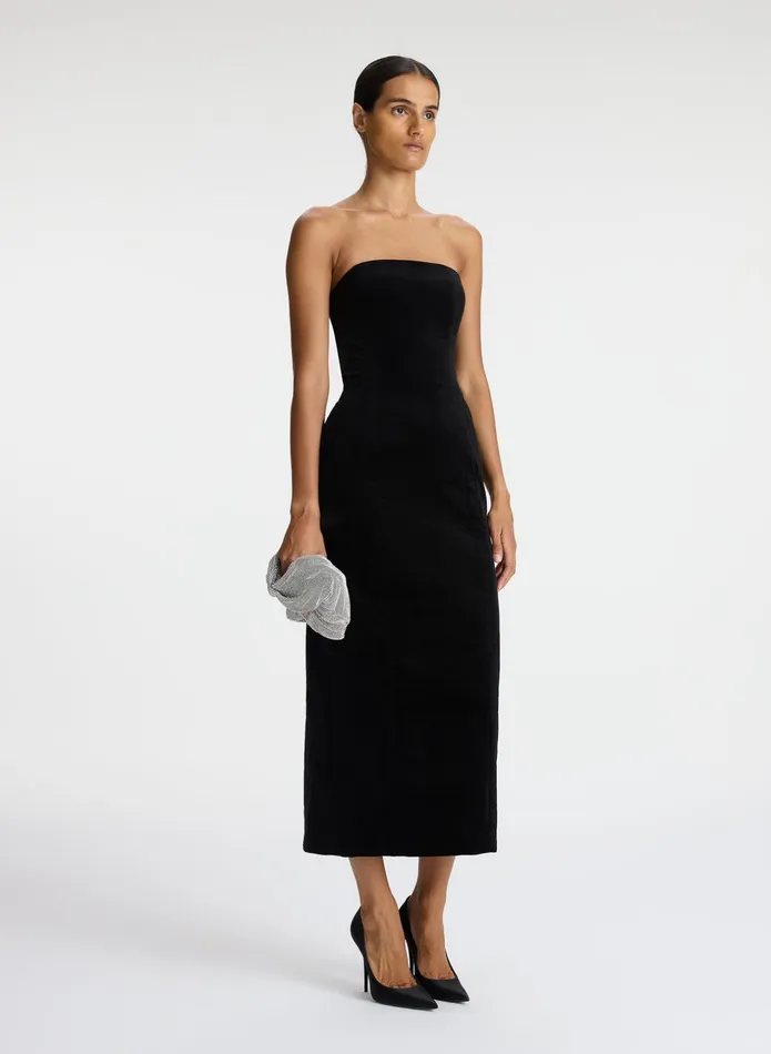 ALC Dresses Elizabeth Velvet Midi Dress Black 8211 Women