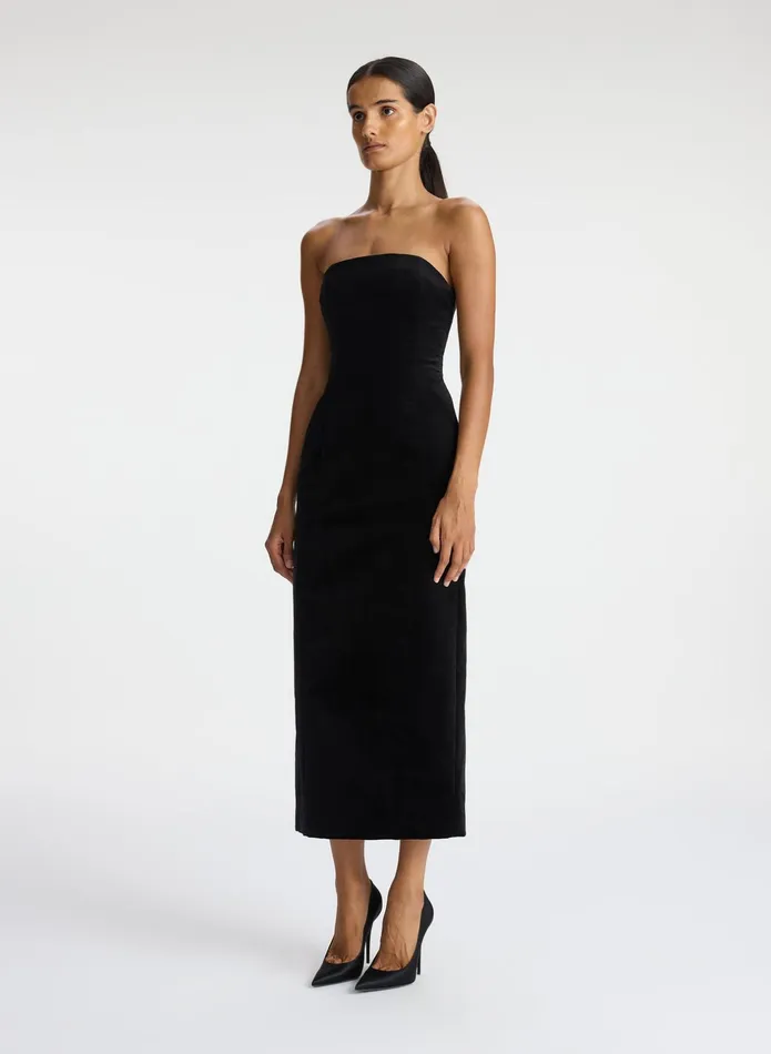 ALC Dresses Elizabeth Velvet Midi Dress Black 8211 Women