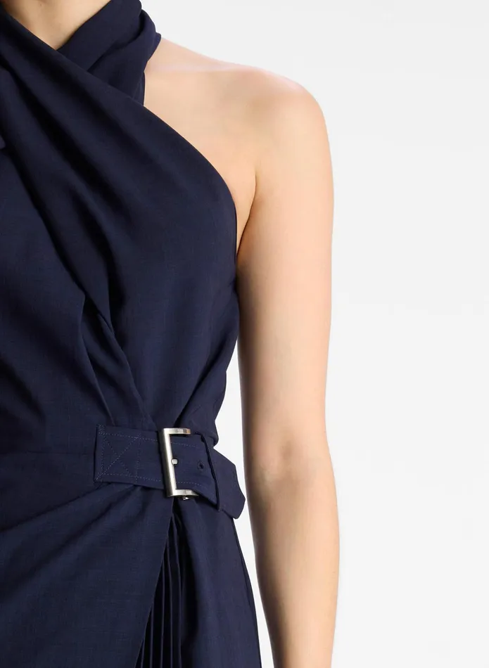 ALC Dresses Fiona Pleated Midi Dress Evening Blue 8211 Women