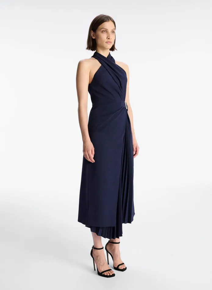ALC Dresses Fiona Pleated Midi Dress Evening Blue 8211 Women