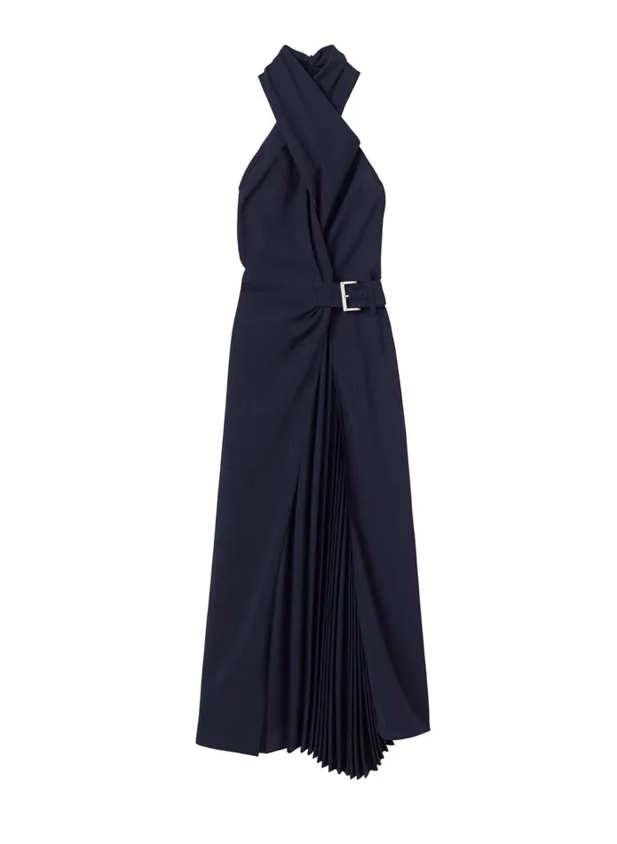 ALC Dresses Fiona Pleated Midi Dress Evening Blue 8211 Women