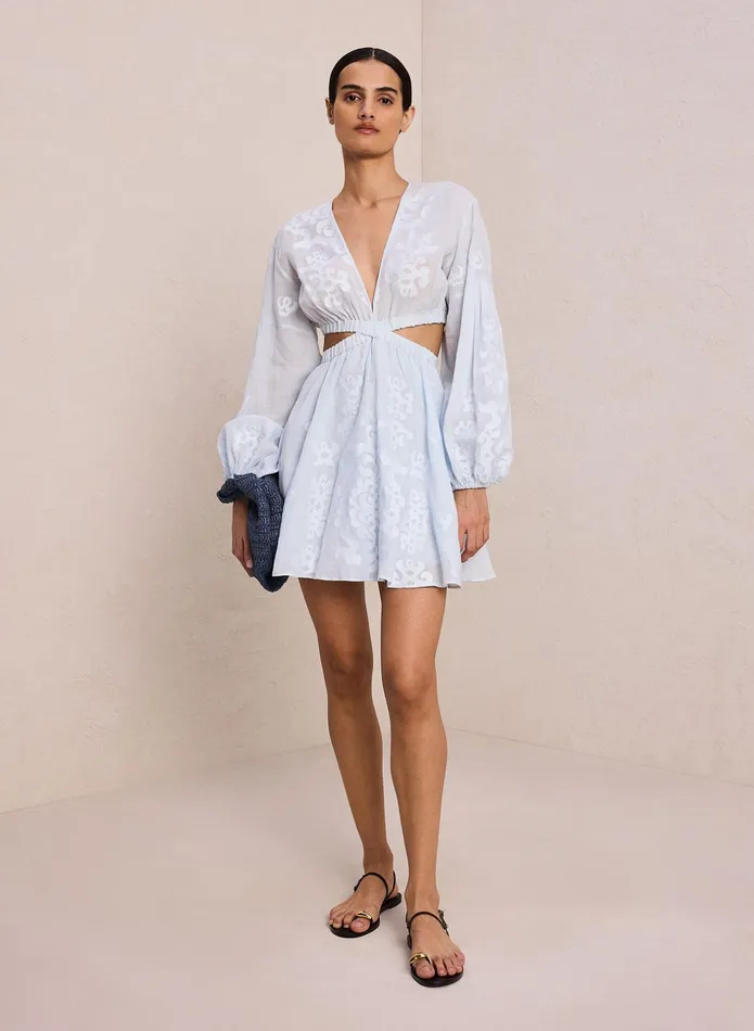 ALC Dresses Irene Embroidered Mini Dress Ice Waterice Water 8211 Women