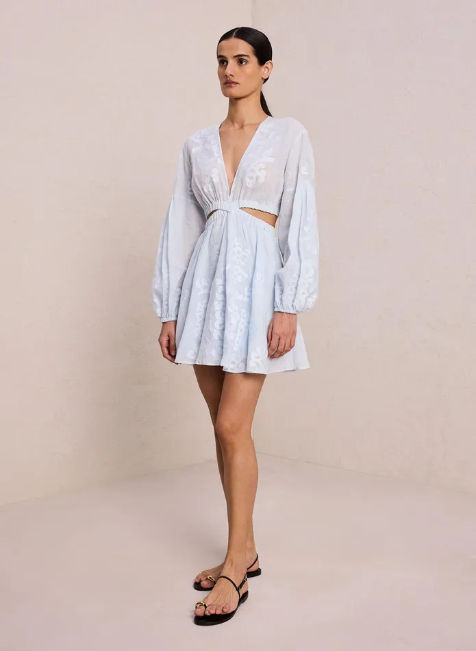 ALC Dresses Irene Embroidered Mini Dress Ice Waterice Water 8211 Women
