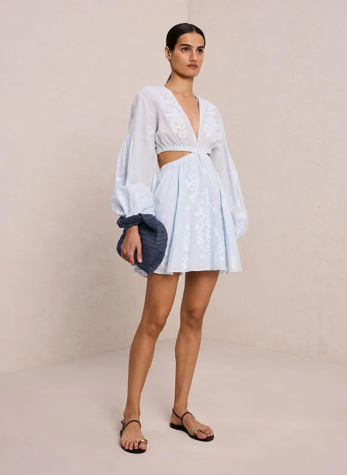ALC Dresses Irene Embroidered Mini Dress Ice Waterice Water 8211 Women
