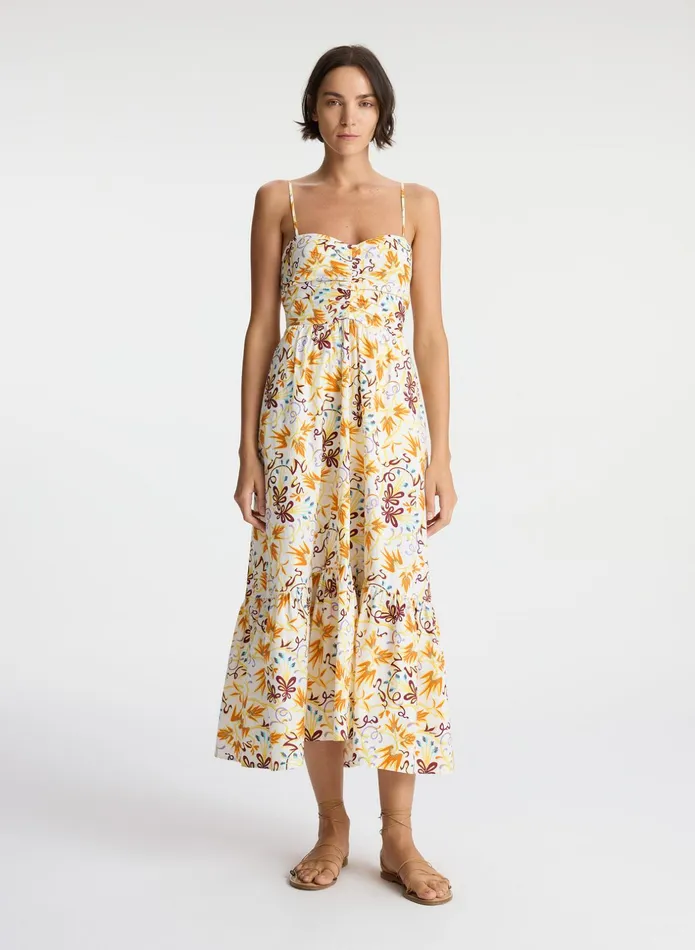 ALC Dresses Lilah Cotton Midi Dress White Multi 8211 Women
