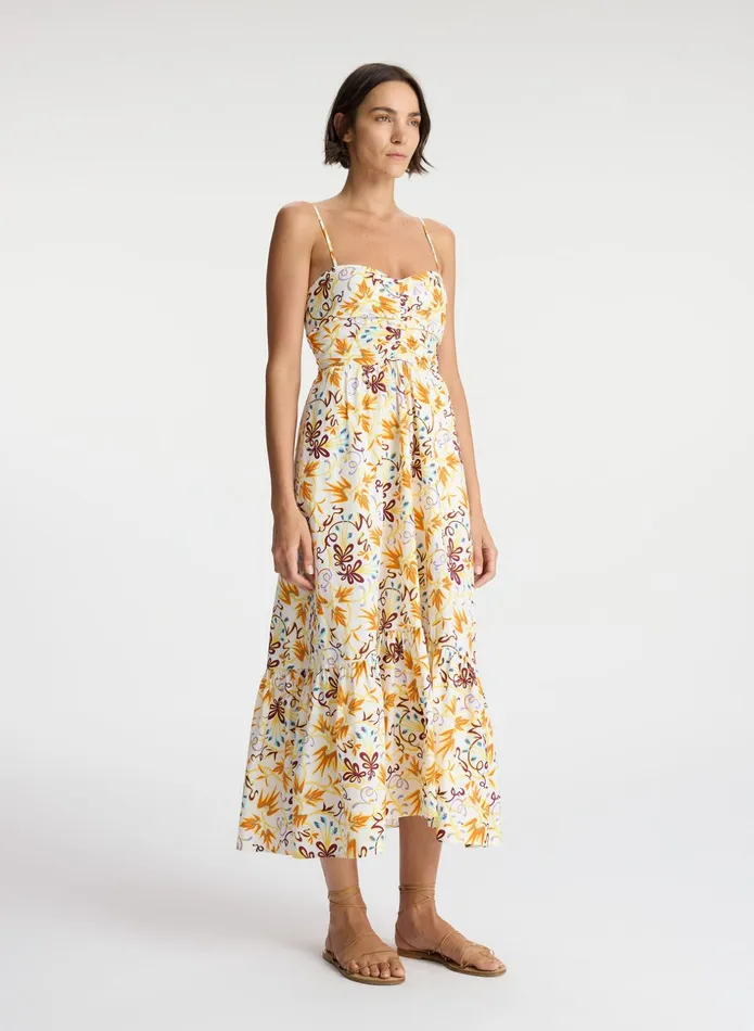 ALC Dresses Lilah Cotton Midi Dress White Multi 8211 Women