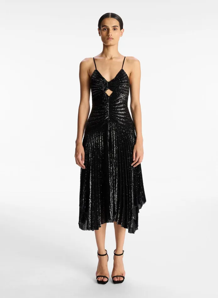 ALC Dresses Lou Sequin Midi Dress Black 8211 Women