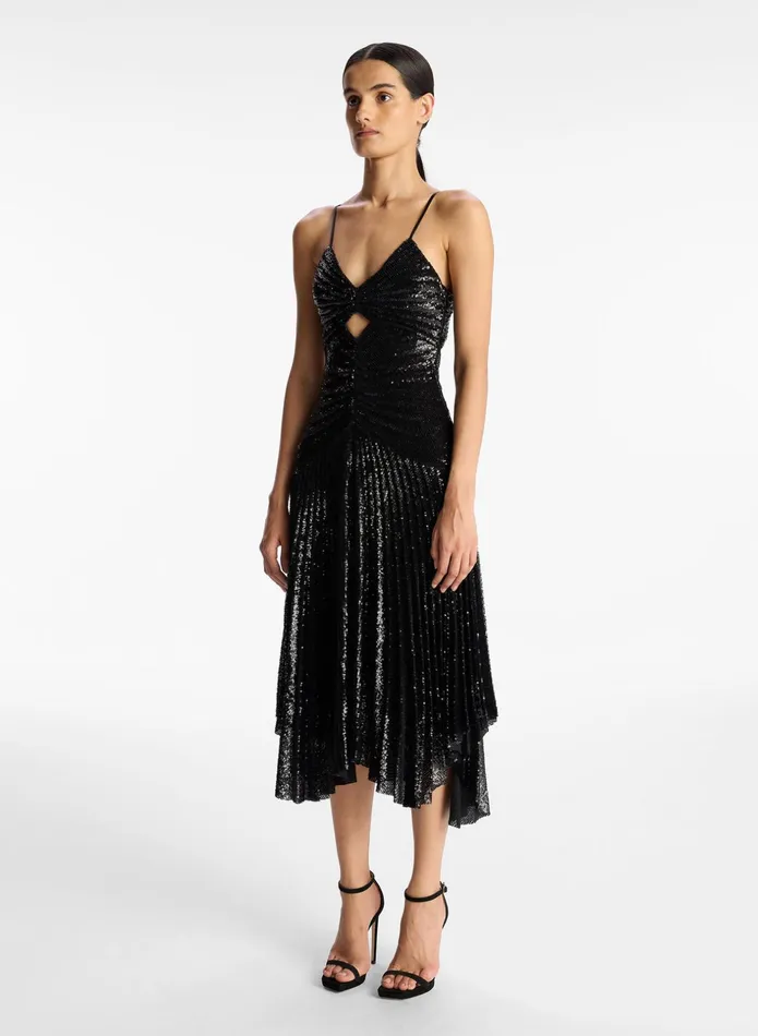 ALC Dresses Lou Sequin Midi Dress Black 8211 Women