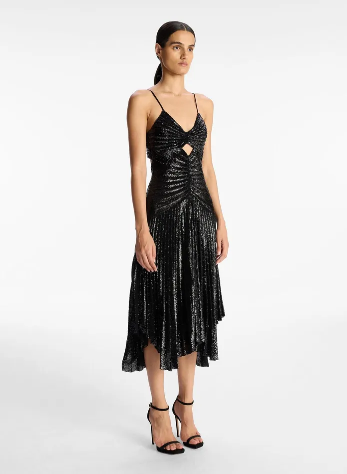 ALC Dresses Lou Sequin Midi Dress Black 8211 Women