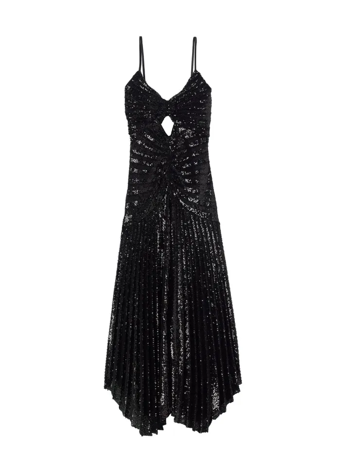 ALC Dresses Lou Sequin Midi Dress Black 8211 Women