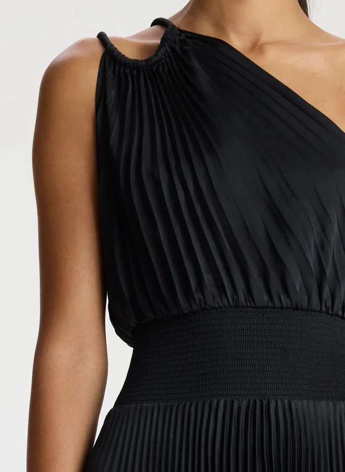 ALC Dresses Ruby Satin Pleated Dress Black 8211 Women