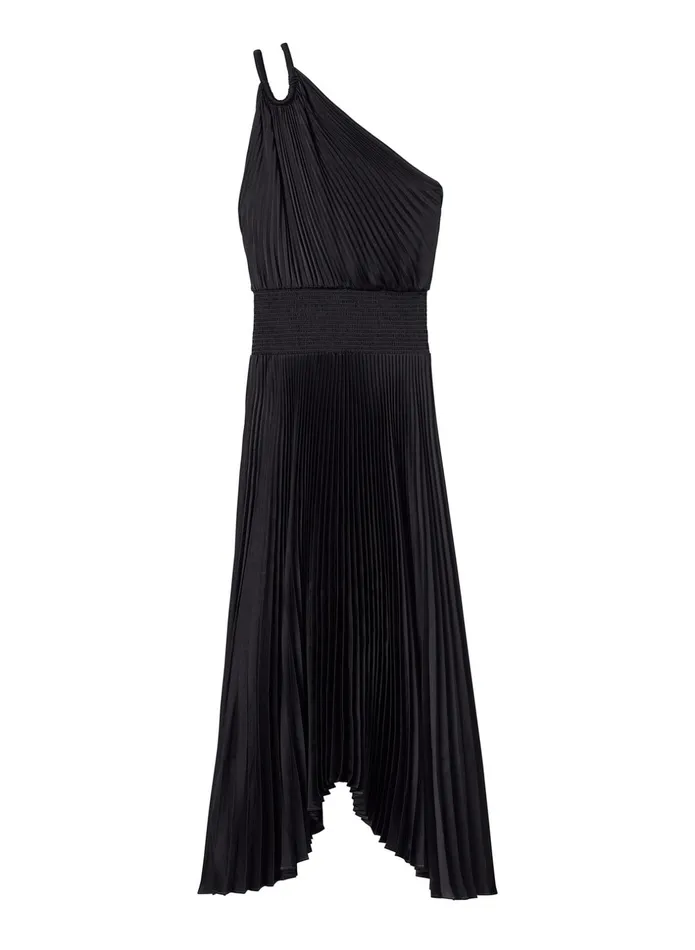 ALC Dresses Ruby Satin Pleated Dress Black 8211 Women