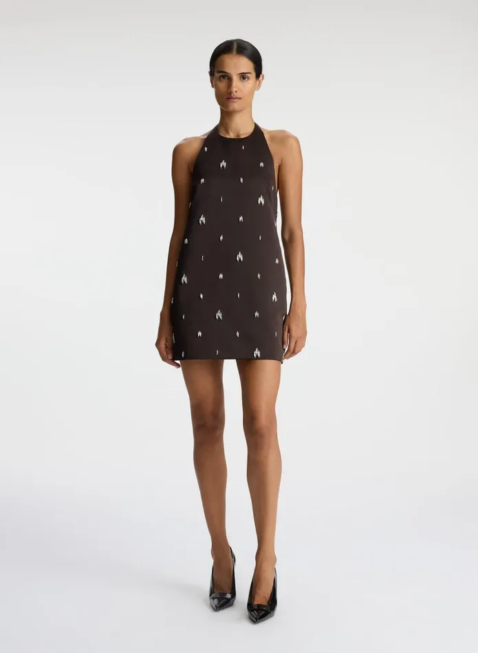 ALC Dresses Sophia Embellished Halter Dress Ganache 8211 Women