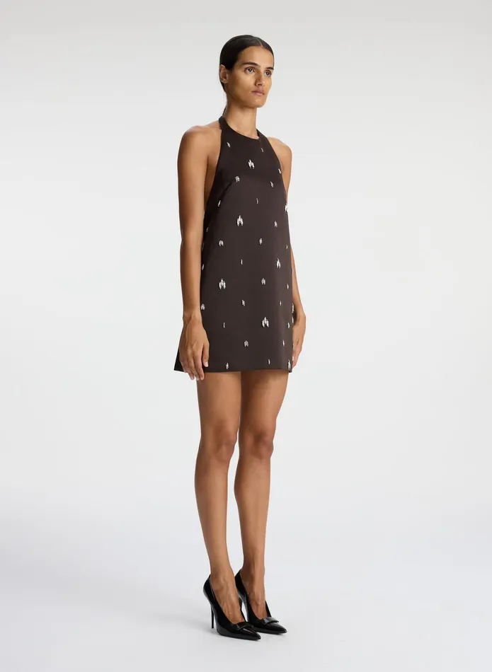 ALC Dresses Sophia Embellished Halter Dress Ganache 8211 Women