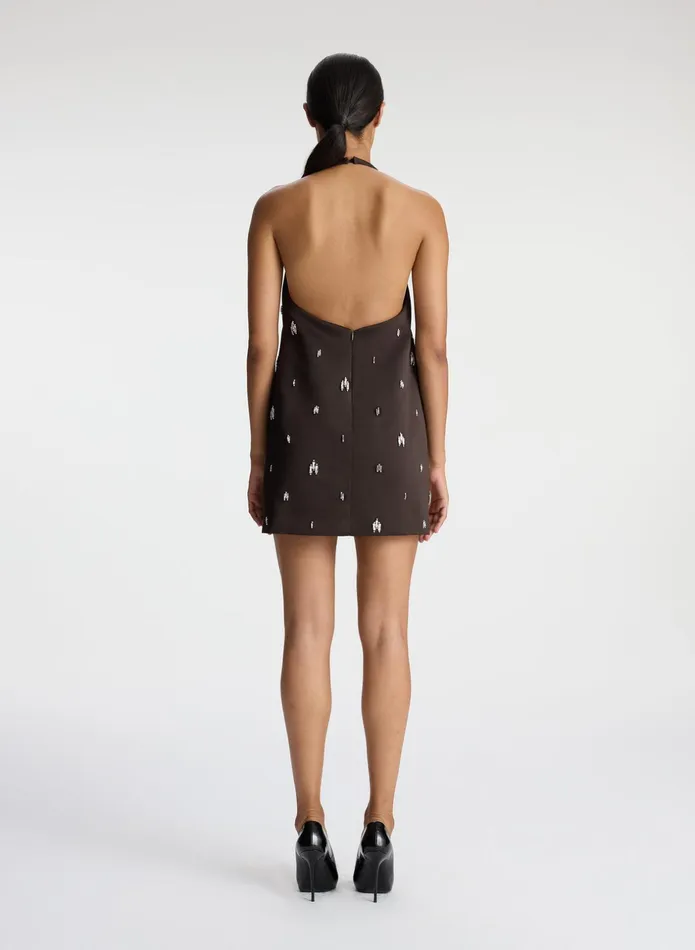 ALC Dresses Sophia Embellished Halter Dress Ganache 8211 Women