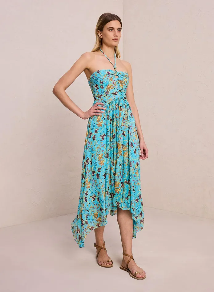 ALC Dresses Violet Silk Midi Dress Grotto Multi 8211 Women