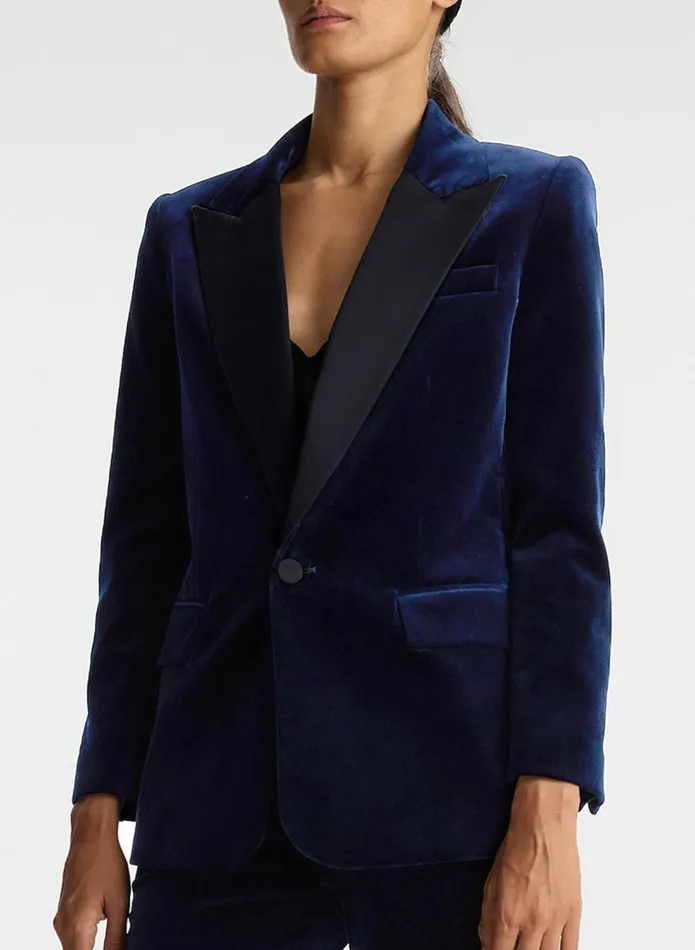 ALC Jackets and Coats Davin Ii Velvet Tuxedo Jacket Navy 8211 Women