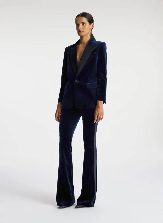 ALC Jackets and Coats Davin Ii Velvet Tuxedo Jacket Navy 8211 Women