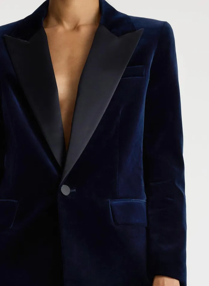ALC Jackets and Coats Davin Ii Velvet Tuxedo Jacket Navy 8211 Women