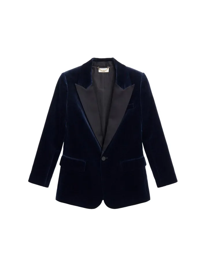 ALC Jackets and Coats Davin Ii Velvet Tuxedo Jacket Navy 8211 Women