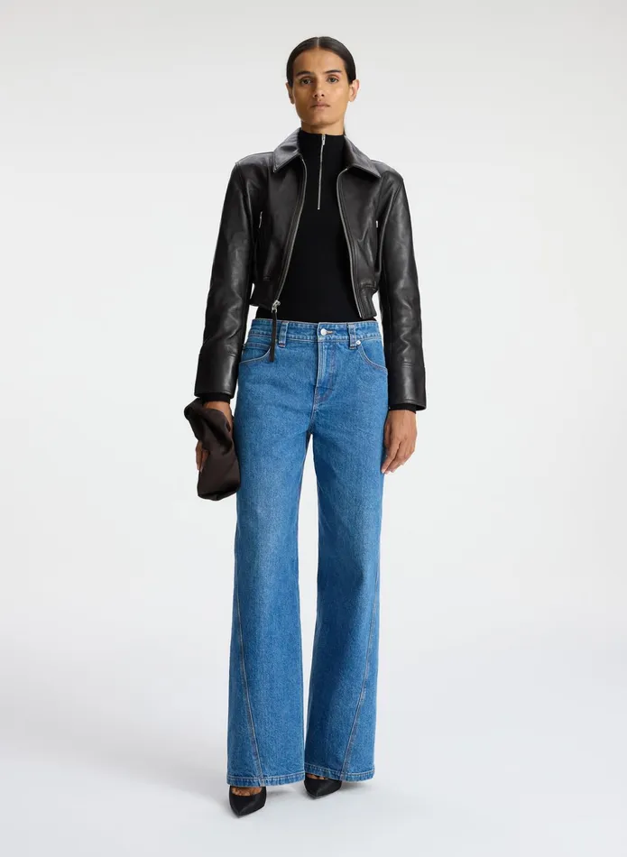 ALC Jackets and Coats Harlow Cropped Leather Jacket Ganache 8211 Women