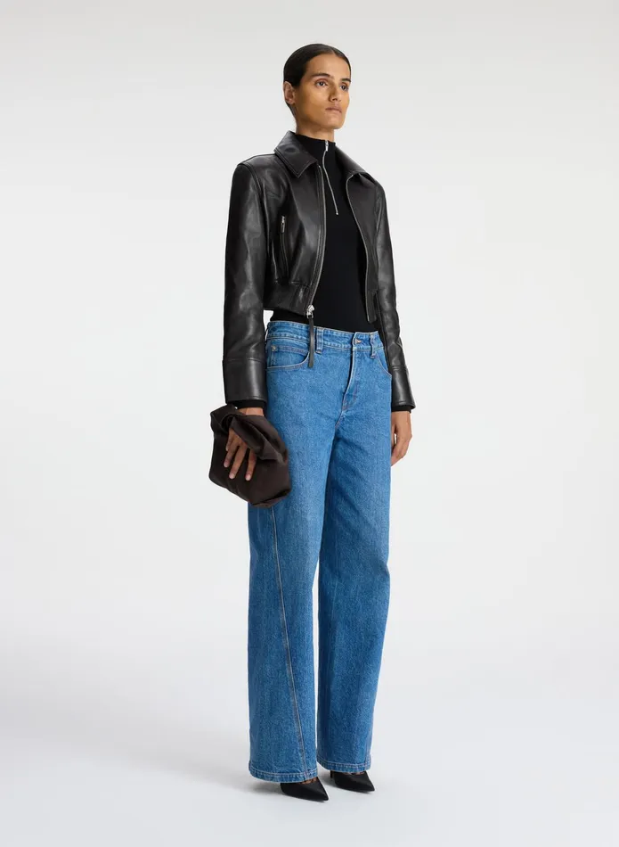 ALC Jackets and Coats Harlow Cropped Leather Jacket Ganache 8211 Women