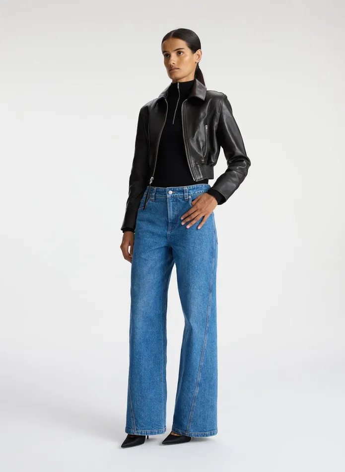 ALC Jackets and Coats Harlow Cropped Leather Jacket Ganache 8211 Women
