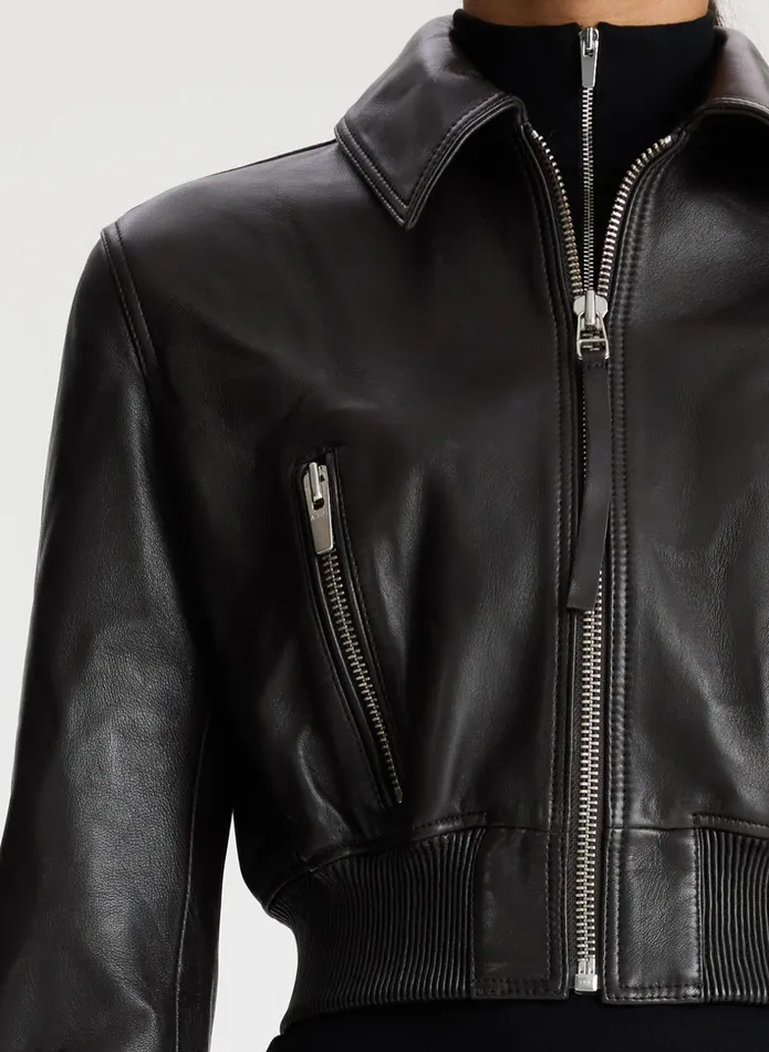 ALC Jackets and Coats Harlow Cropped Leather Jacket Ganache 8211 Women