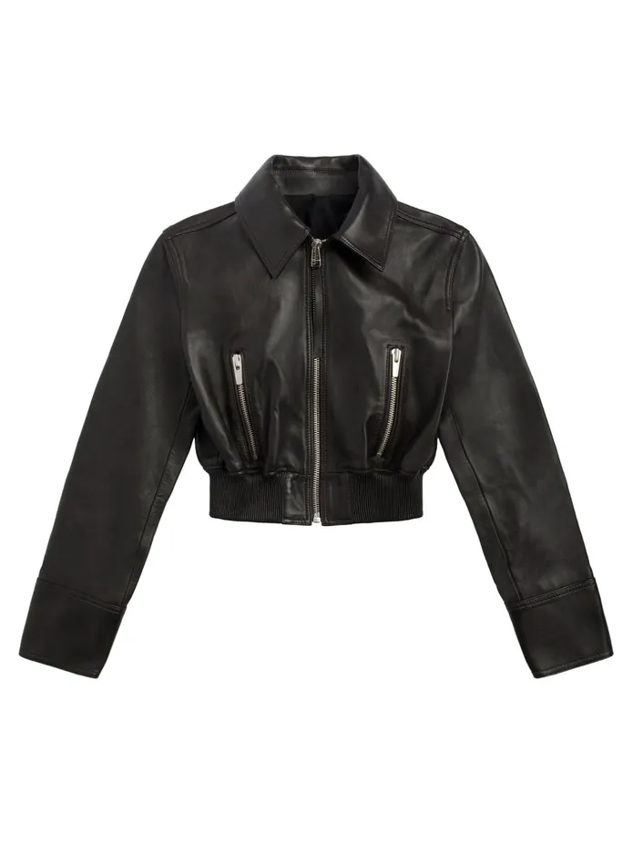 ALC Jackets and Coats Harlow Cropped Leather Jacket Ganache 8211 Women