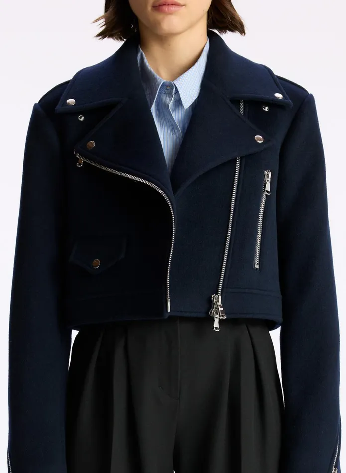 ALC Jackets and Coats Oxford Cropped Wool Jacket Navy 8211 Women