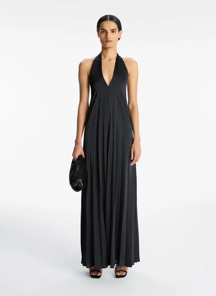 ALC Jumpsuits Rio Satin Pleated Jumpsuit Black 8211 Women