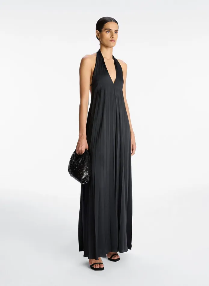 ALC Jumpsuits Rio Satin Pleated Jumpsuit Black 8211 Women
