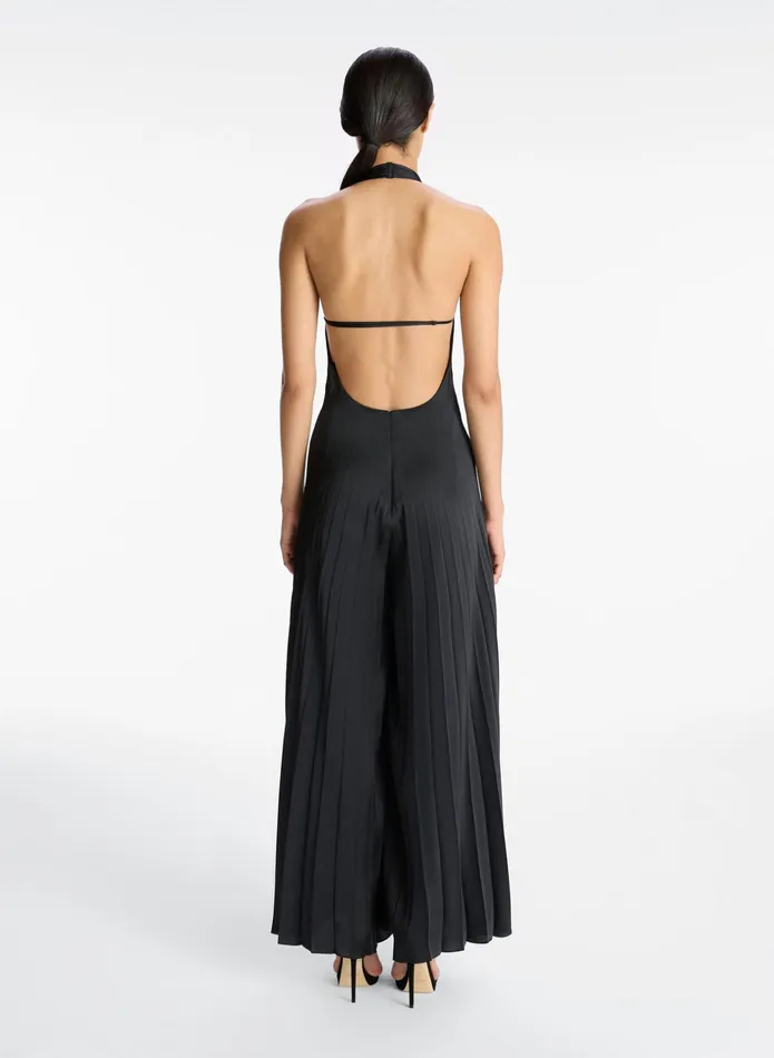 ALC Jumpsuits Rio Satin Pleated Jumpsuit Black 8211 Women