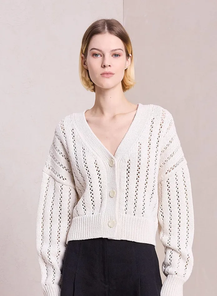 ALC Knitwear Drew Cotton Knit Cardigan Ecru 8211 Women