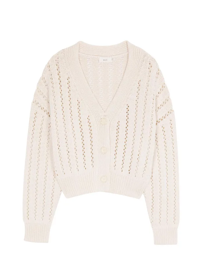 ALC Knitwear Drew Cotton Knit Cardigan Ecru 8211 Women