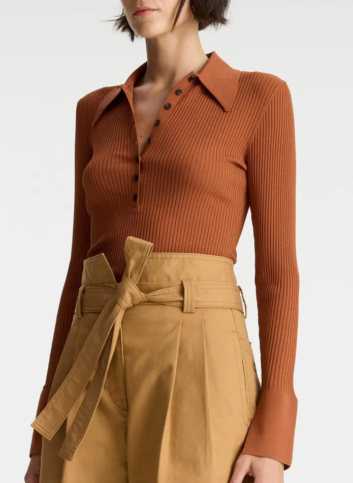 ALC Knitwear Eleanor Rib Knit Sweater Cognac 8211 Women
